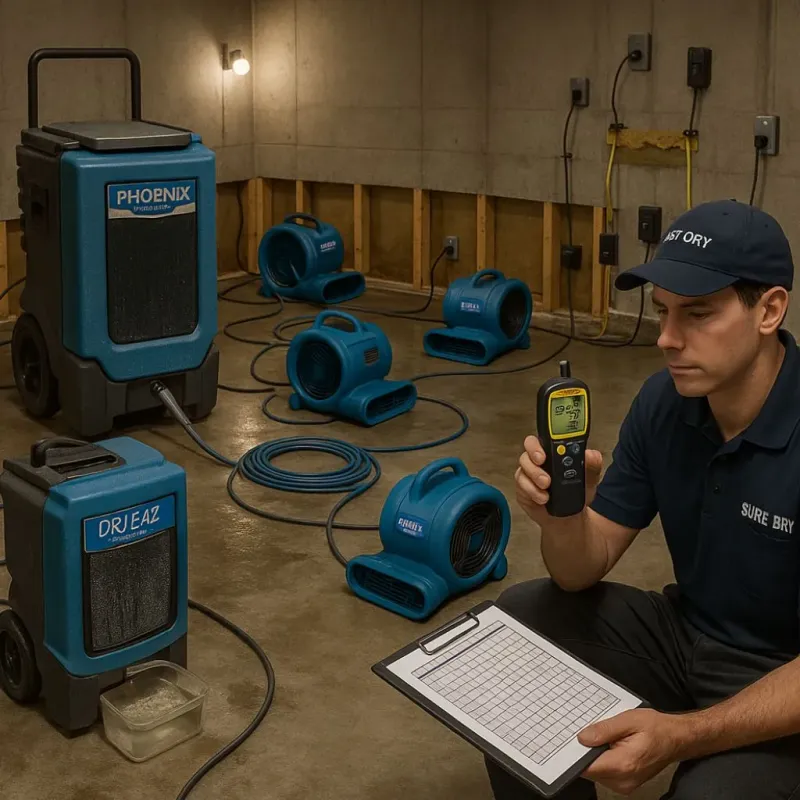 Structural Drying and Dehumidification process in North Amityville, NY